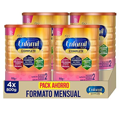 Enfamil Pack Ahorro, Enfamil Premium Complete 2, Fórmula Leche infantil de Continuacion para Lactantes Bebés de 6 a 12 meses, 4x800gr