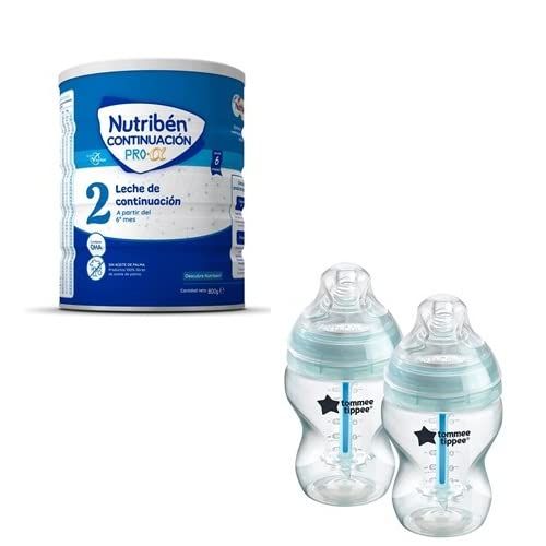 Nutribén + Tommee Tippee: Leche en Polvo ProAlfa 2 (6-12 meses) + Biberones Anticólicos x2pack (260ml)